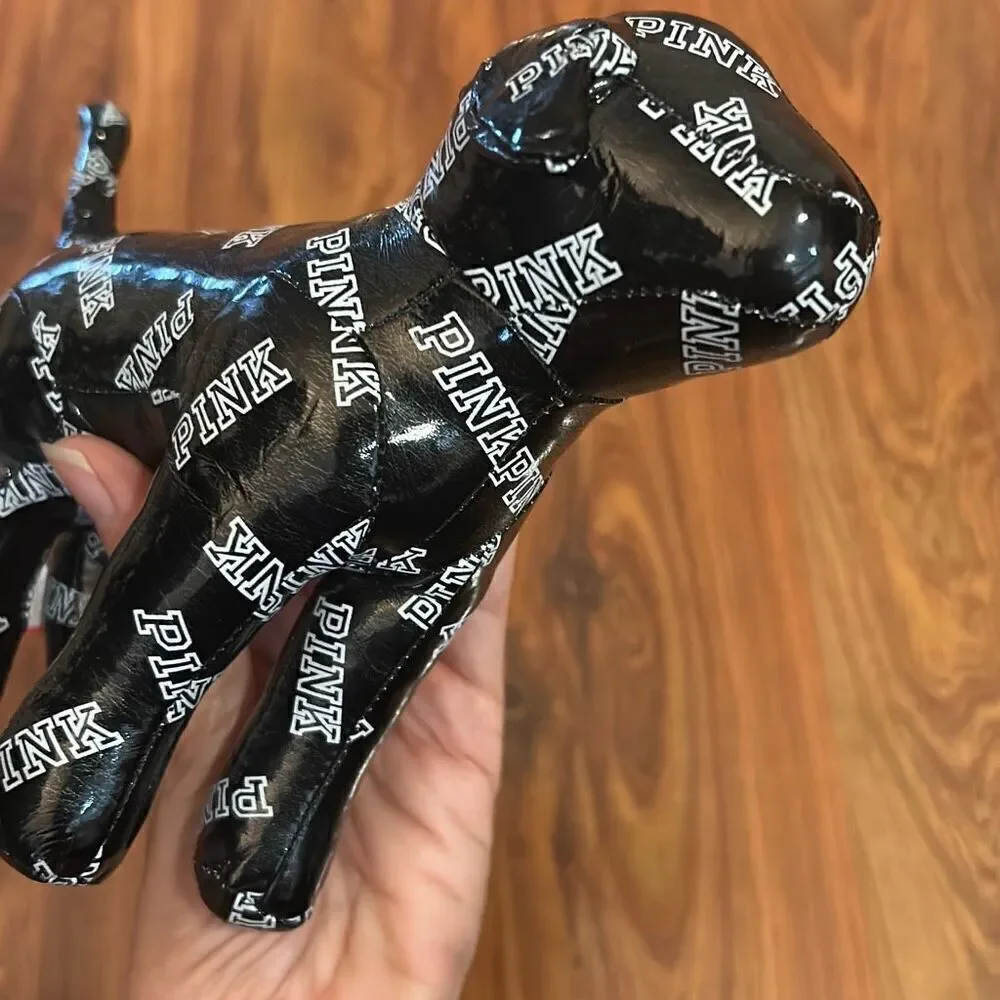 PINK Victoria’s Secret y2k 1986 black patent leather dog stuffed animal
